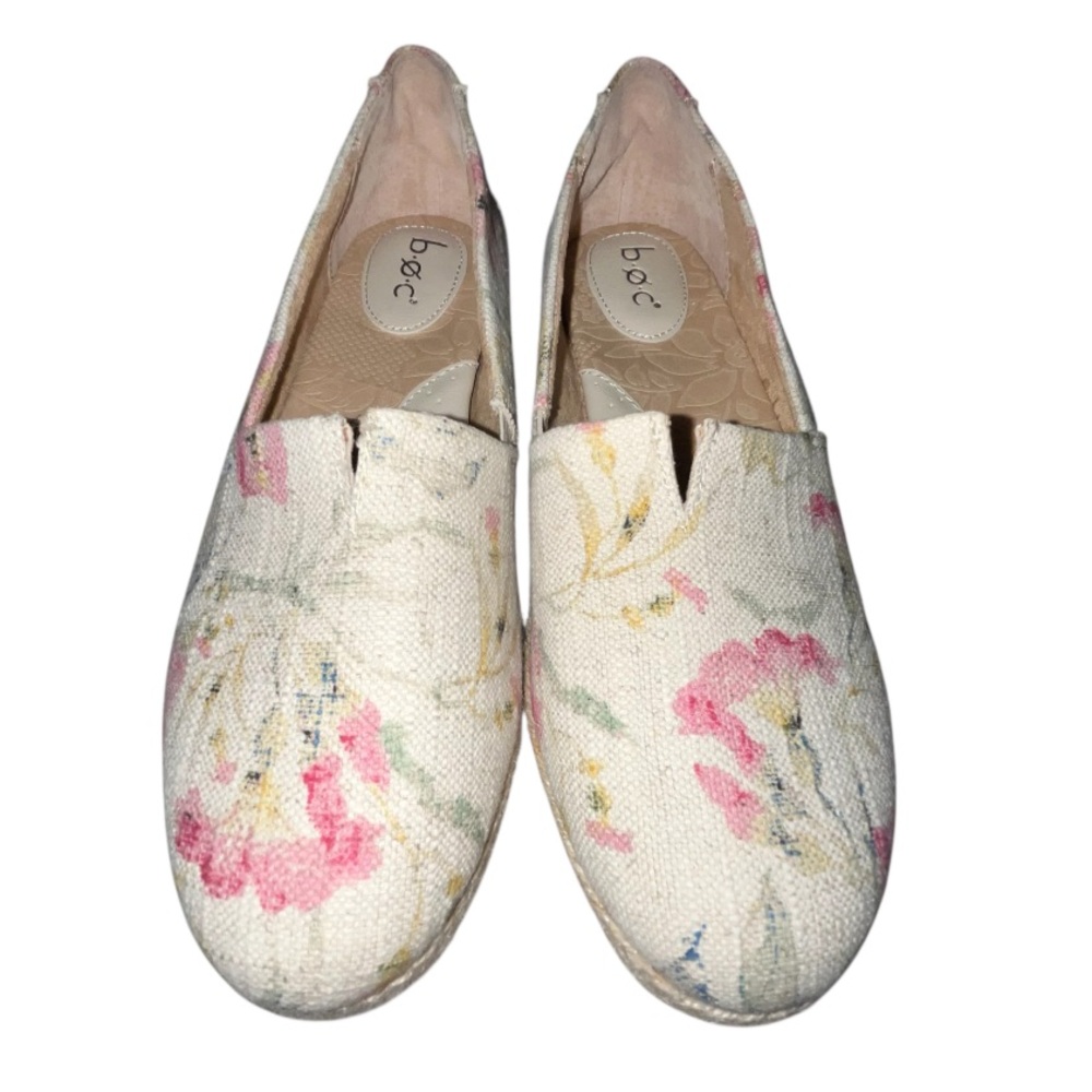☀️ b.o.c. Cream and Pink Espadrille Flats with Floral Accents - Picture 4 of 15